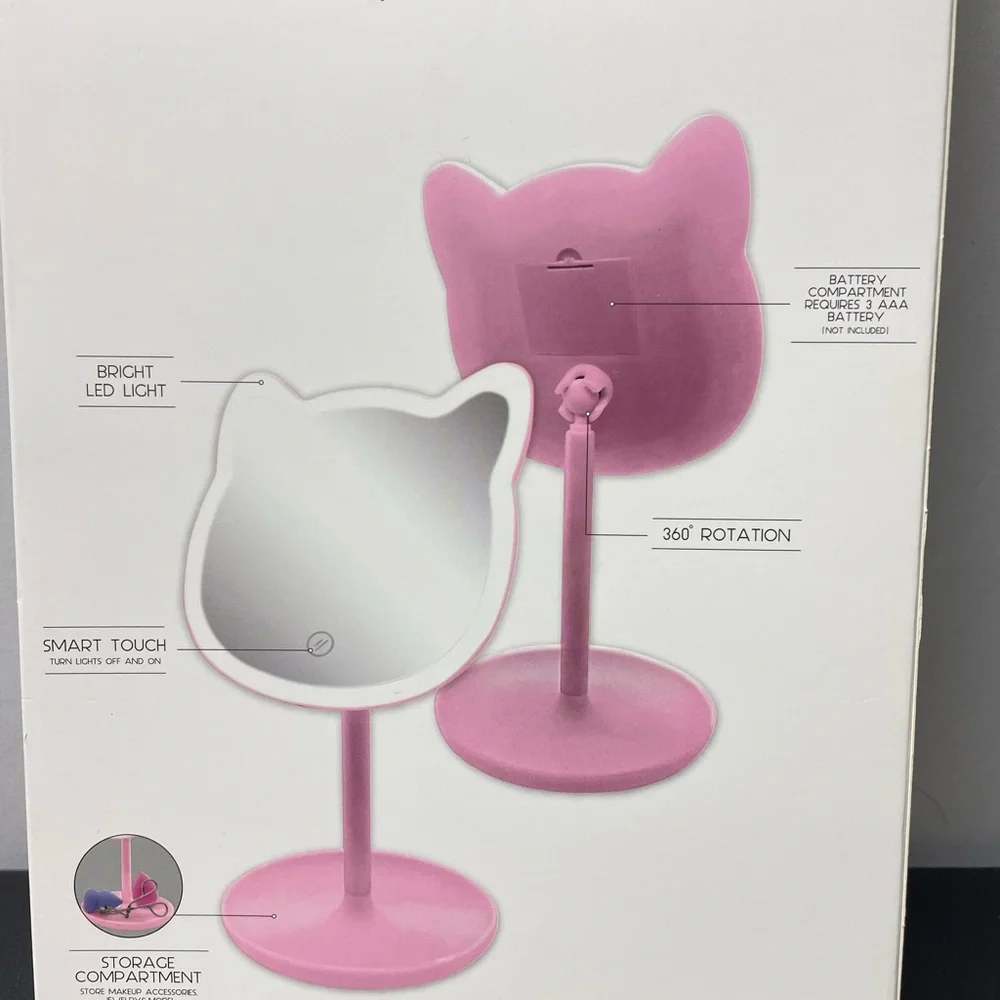 URBAN BUTTERFLY VANITY MIRROR KITTY SHAPED PINK